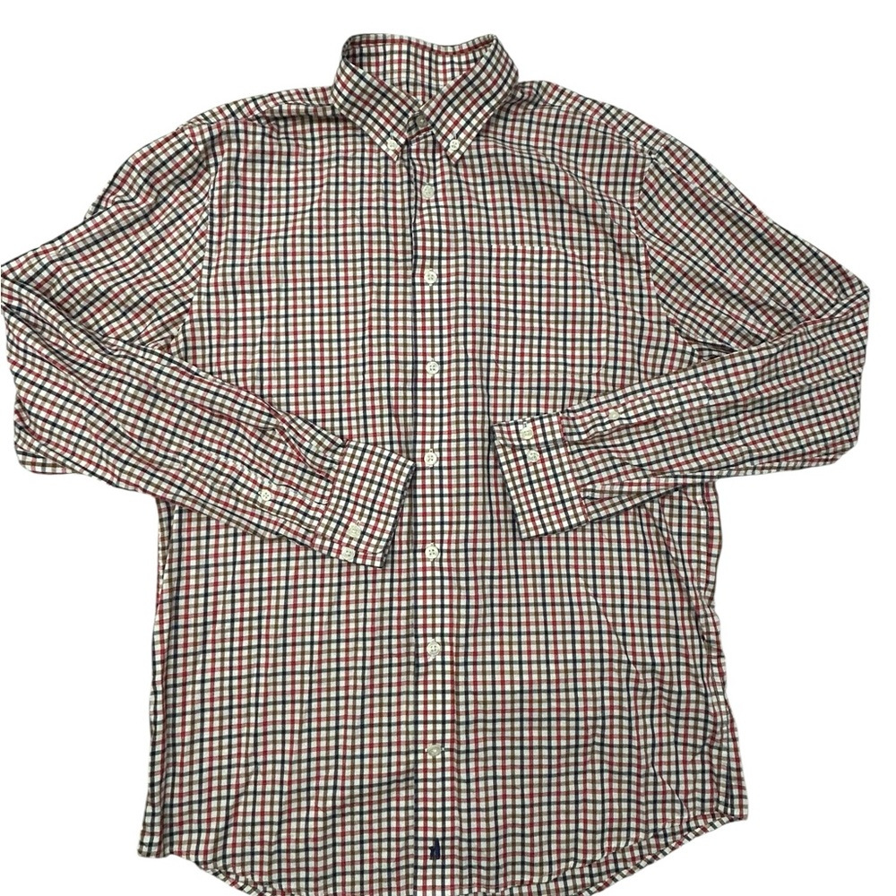 johnnie-O Men's Phoenix‎ Button-Down Shirt in White, Red & Blue Plaid M Casual